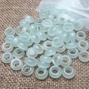 BULK 10 pcs Jade Circle Big Hole Rondelle Beads 9 mm with 4-4.5 mm hole Diy Jewelry Gemstone Beads