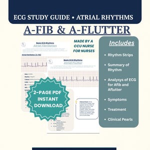 Guide d'étude ECG : Fibrillation auriculaire, Flutter, Rythmes auriculaires - Aide-mémoire PDF - Téléchargement instantané - Guide d'étude complet au format PDF