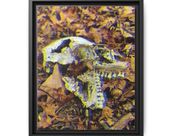 Neon Afterlife Framed Canvas - Gothic Skull Canvas, Dark Aesthetics, Alternative Home Decor