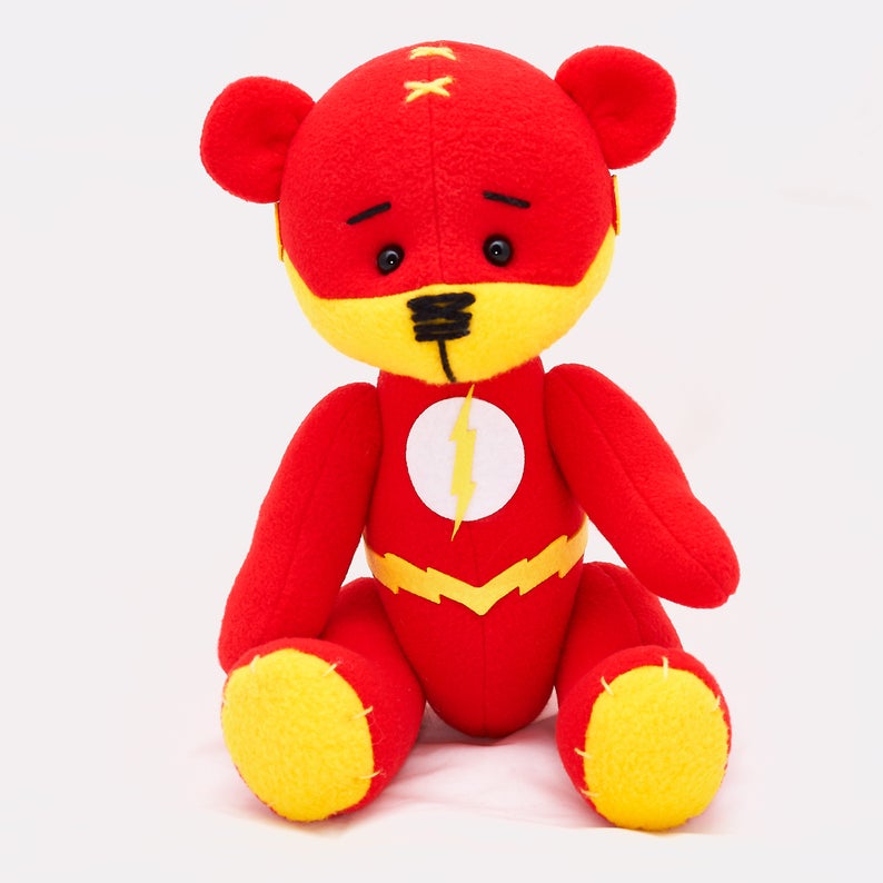 Flash bear dc superhero movie comic plush toy justice league Barry Allen cosplay