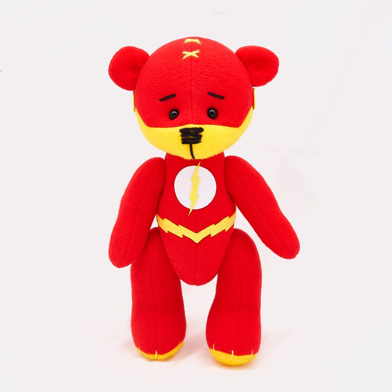 Flash bear dc superhero movie comic plush toy justice league Barry Allen cosplay