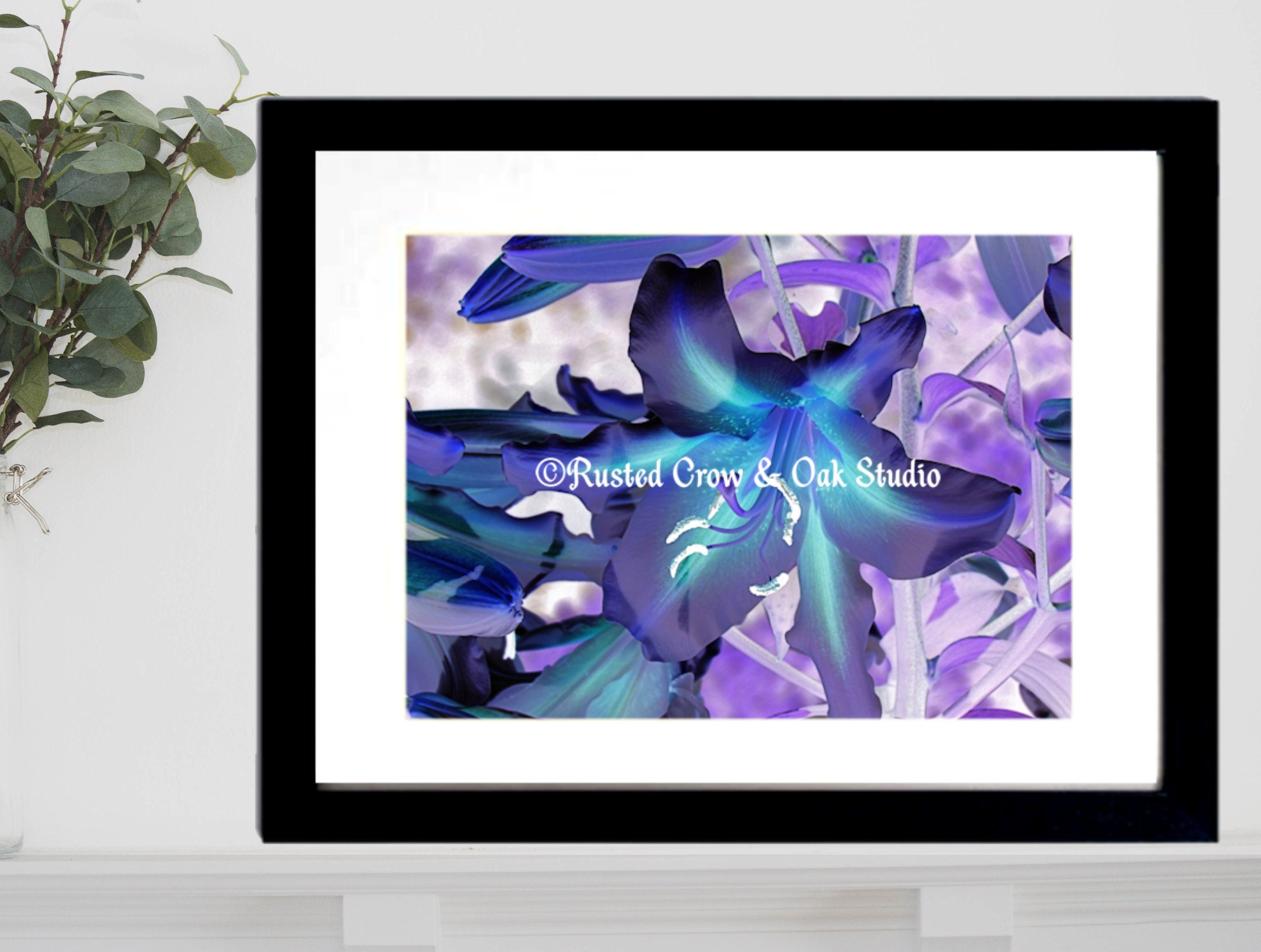 Contemporary Blue Purple Lily Flower Floral Home Decor Art - Etsy