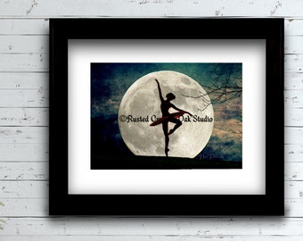 Ballet photography Dancing in the Moonlight Ballerina Art Matted Picture A614