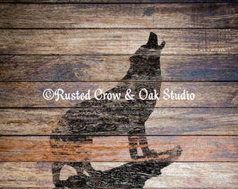 Rustic Wolf Animal Wood Country Home Decor Farmhouse Art Matted Picture A383