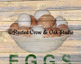 Rustic Fresh Eggs Kitchen Cafe Bistro Country Farmhouse Art Matted Picture A295