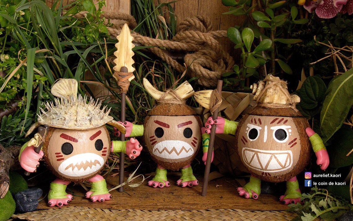 Vaiana Moana Kakamora OOAK RESIN Wood Real Coconut by Etsy