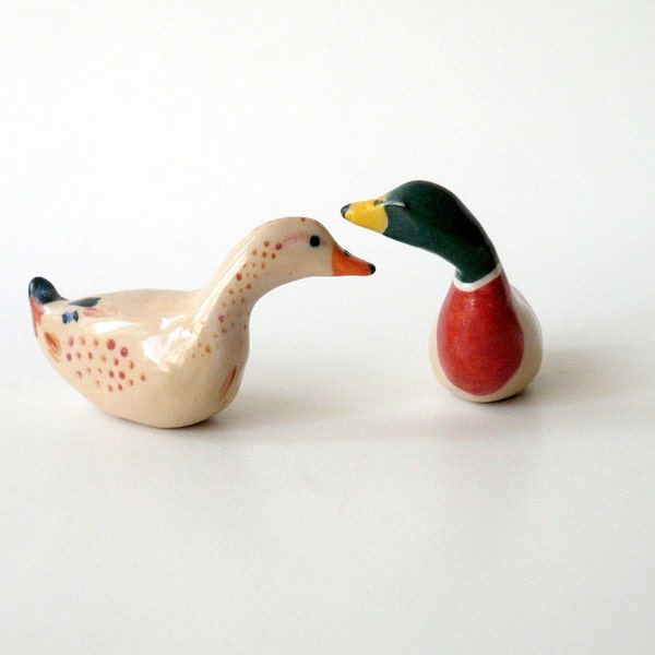 A Pair of Miniature Wild Ducks (Mallards), Wedding Cake Topper