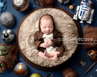 Young Padawan - newborn Jedi Star Wars outfit in brown and cream