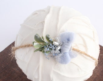 Frosted Glass - floral halo crown headband with preserved flowers and hand dyed velvet in dusty light baby blue, ivory and white (RTS)