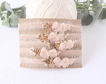 Blushing Apricot - headband tieback pale dusty peachy blush pink hand dyed velvet - photography prop -  Recycled Materials