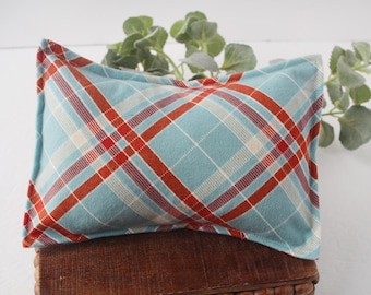 Allen - Newborn Pillow Sham - Flannel Plaid, Aqua Teal Orange