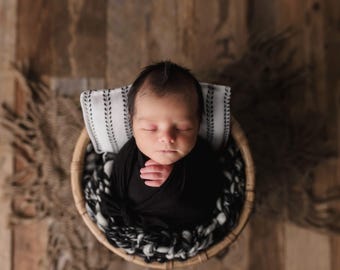 Black Ivy - Ivory Cream Newborn Pillow Sham with  Embroidery