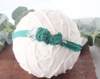 Emerald - headband tieback green - photography prop -  Recycled Materials