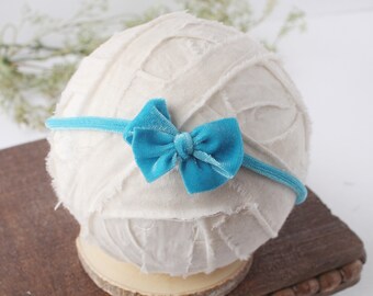 Velveteen Seaside - Aqua Teal Velvet Bow Headband – Baby Headband