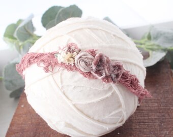 Pale Merlot - Headband Tieback - Hand Dyed Velvet & Silk, Photography Prop