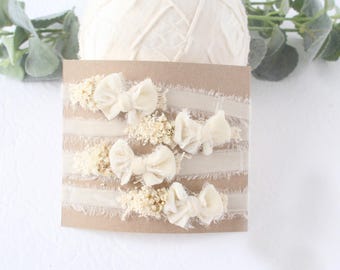 Timeless - headband tieback ivory cream hand dyed velvet - photography prop -  Recycled Materials