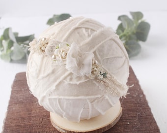 Pearlescent - headband halo tieback - recycled cotton hand dyed silk  - photography prop