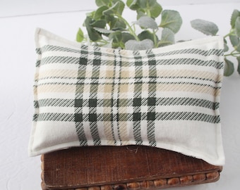 Pinehurst - newborn pillow sham and plaid in olive green, beige, tan, cream and ivory