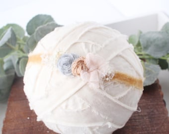 Watercolors - headband tieback - recycled cotton hand dyed velvet and silk  - photography prop