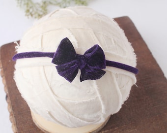 Velveteen Purple - Velvet Bow Headband - Baby Headband