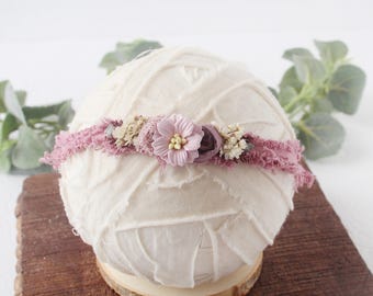 Novel Lilac- headband halo tieback - recycled cotton hand dyed silk  - photography prop