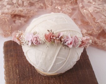 Champagne Rose - darling halo style headband in blush pink, dusty, dusty pink, rose gold, champagne gold, rose and ivory