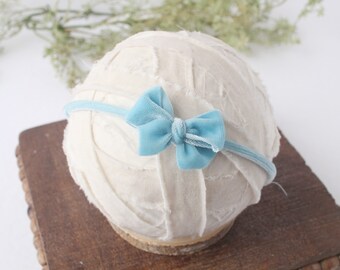 Velveteen Sky Blue - Velvet Bow Headband