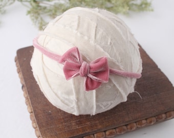 Velveteen Rouge - Velvet Bow Headband - Rose Pink
