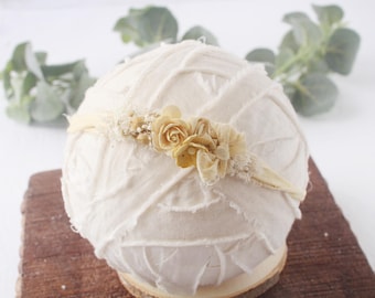 Lemon Glaze - headband halo tieback -  hand dyed silk  - photography prop
