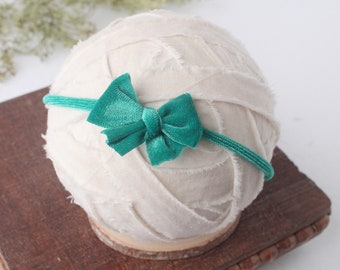 Velveteen Jade - Velveteen Bow Headband – Teal Aqua Green Velvet