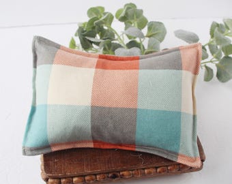 Thurman - Plaid Newborn Pillow Sham – Dusty Orange, Blue, and Grey