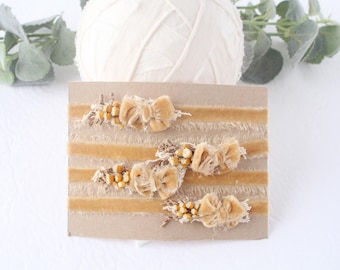 Corn Silk - headband tieback golden mustard yellow hand dyed velvet - photography prop -  Recycled Materials
