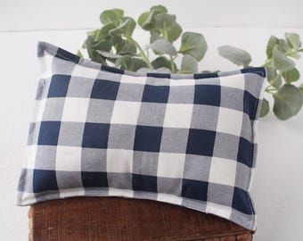 Check - Newborn Pillow Sham – Cotton Plaid Check, Navy Blue & White