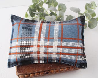 Bingham - Cotton Newborn Pillow Sham – Blue, Rust, & White Plaid