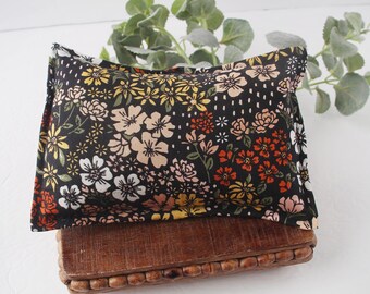 Garden Stroll  - Floral Print Pillow Sham – Black, Mustard, Peach Garden Design