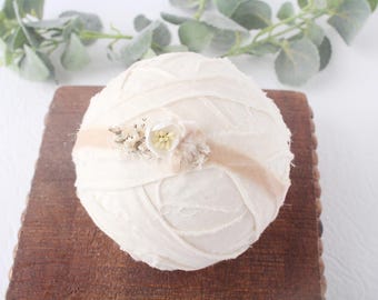 Blushing Champagne - headband tieback pale dusty champagne blush ivory hand dyed velvet - photography prop -  Recycled Materials