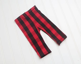 Timber - newborn pants in a lumber jack style check buffalo plaid gingham in red and black  (RTS)