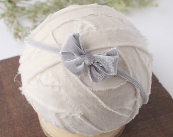 Velveteen Silver - Grey Velvet Bow Headband – Baby Hair Accessory
