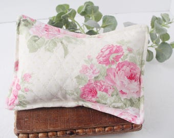 Quilted Rose -  Floral Newborn Pillow Sham – Pink Rose Cotton