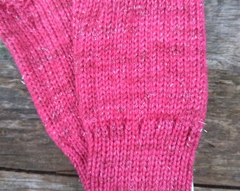 Sparkly pink Soft Merino Wool  Wristers