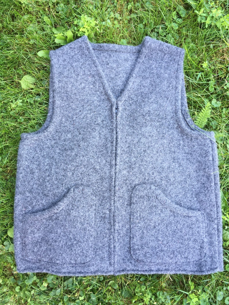 40 Charcoal Gray Felted Wool Adult Vest