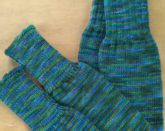 22" Colorful, Soft, and Warm Merino Wool Leg Warmers, Scrunchy Knee Highs, Boot Cuffs