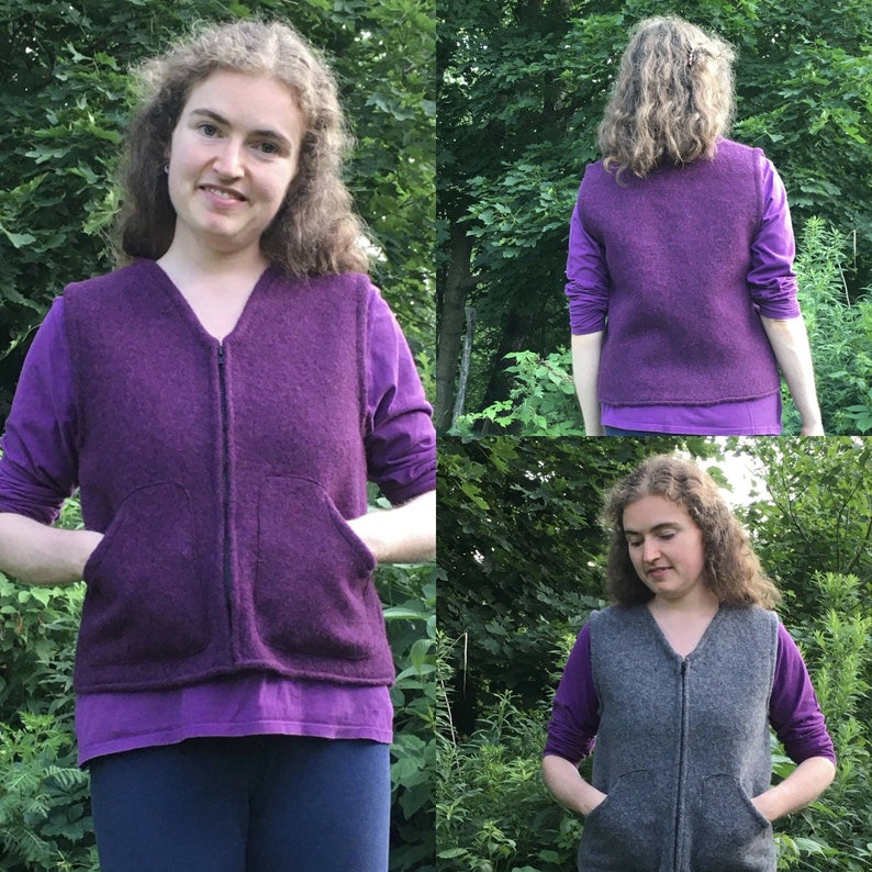 40 Charcoal Gray Felted Wool Adult Vest