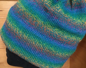 Merino Wool/Nylon Knit Hat with Cotton Lining – Warm, Soft, Colorful Beanie