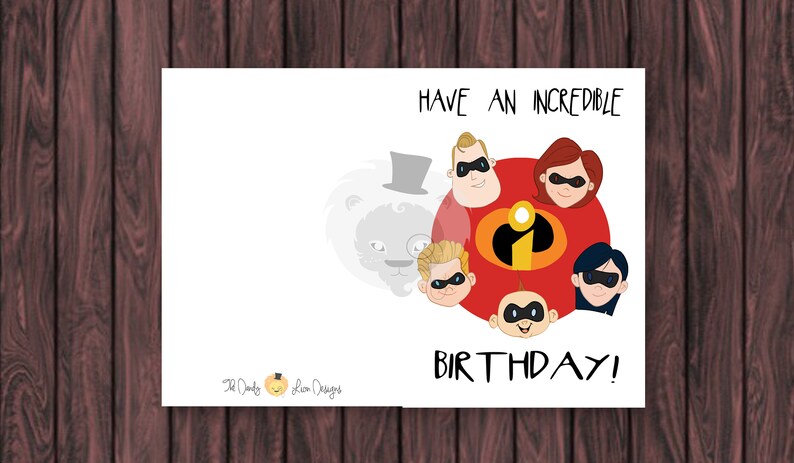 The Incredibles. Disney Birthday Card. Pixar Card. Blank Card. | Etsy