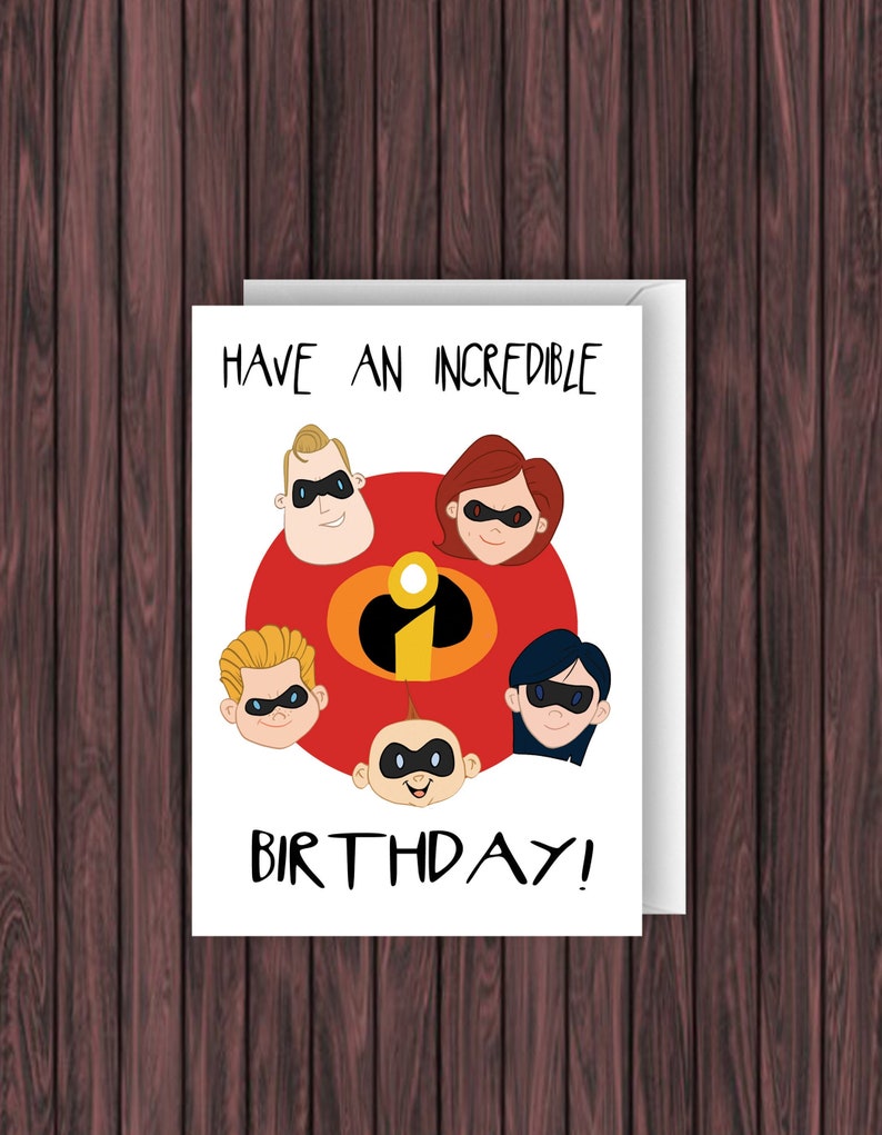 The Incredibles. Disney Birthday Card. Pixar Card. Blank Card. | Etsy