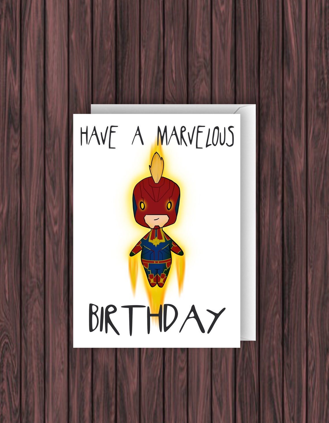 Captain Marvel Birthday Card. Marvel Birthday Card. Avengers | Etsy