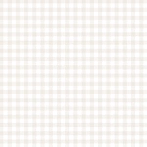 Puede incluir: Un patrón de cuadros vichy repetitivo que presenta una cuadrícula de líneas horizontales y verticales que se cruzan en un tono beige neutro y suave sobre un fondo blanco limpio, creando un diseño textil a cuadros clásico y uniforme.