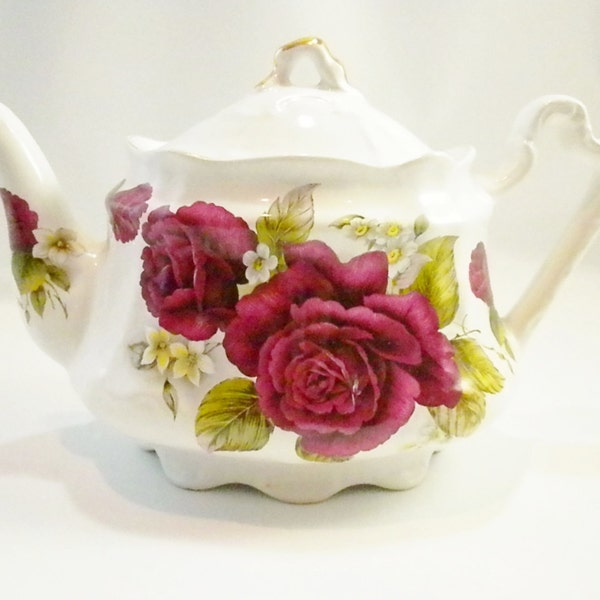 Rose Tea Pot, Arthur Wood and Sons Tea Pot, Red Rose Tea Pot, Staffordshire England, 6625