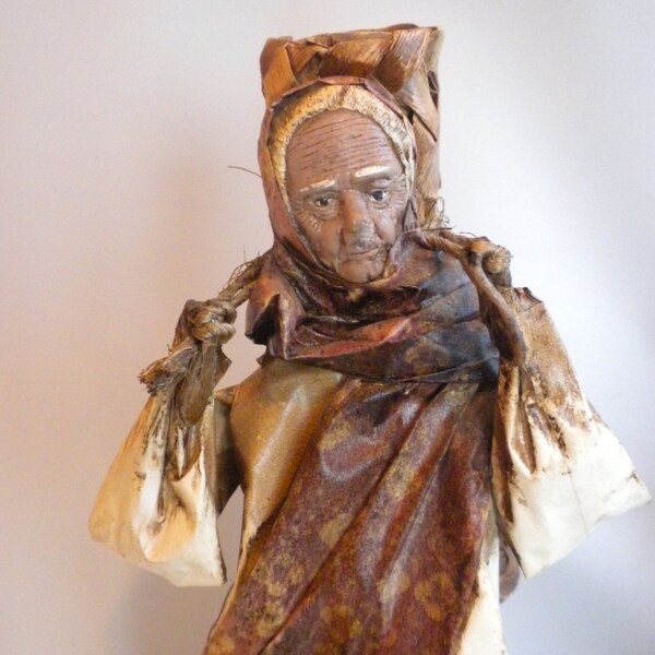 Mexican, Folk Art Lady Statue, Paper Mache Figurine